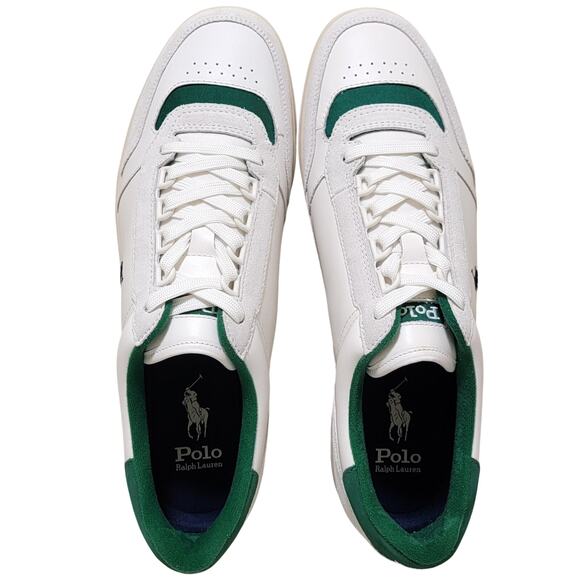 Polo Ralph Lauren Men Polo Court Sport Sneaker Size US 13D White Green Leather - Picture 4 of 6
